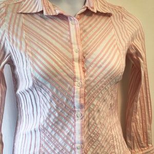 EUC Zara Basic,  button down shirt in Size: Large Pink and White